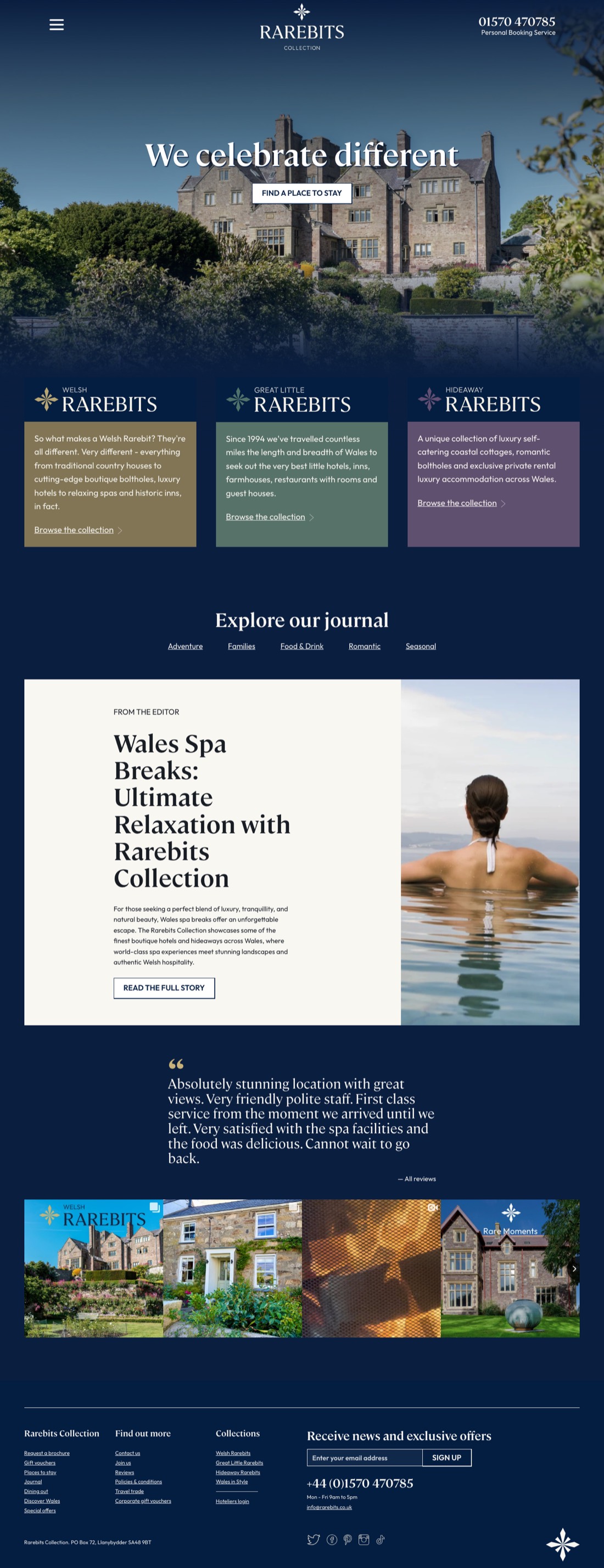 Home page, live site, desktop