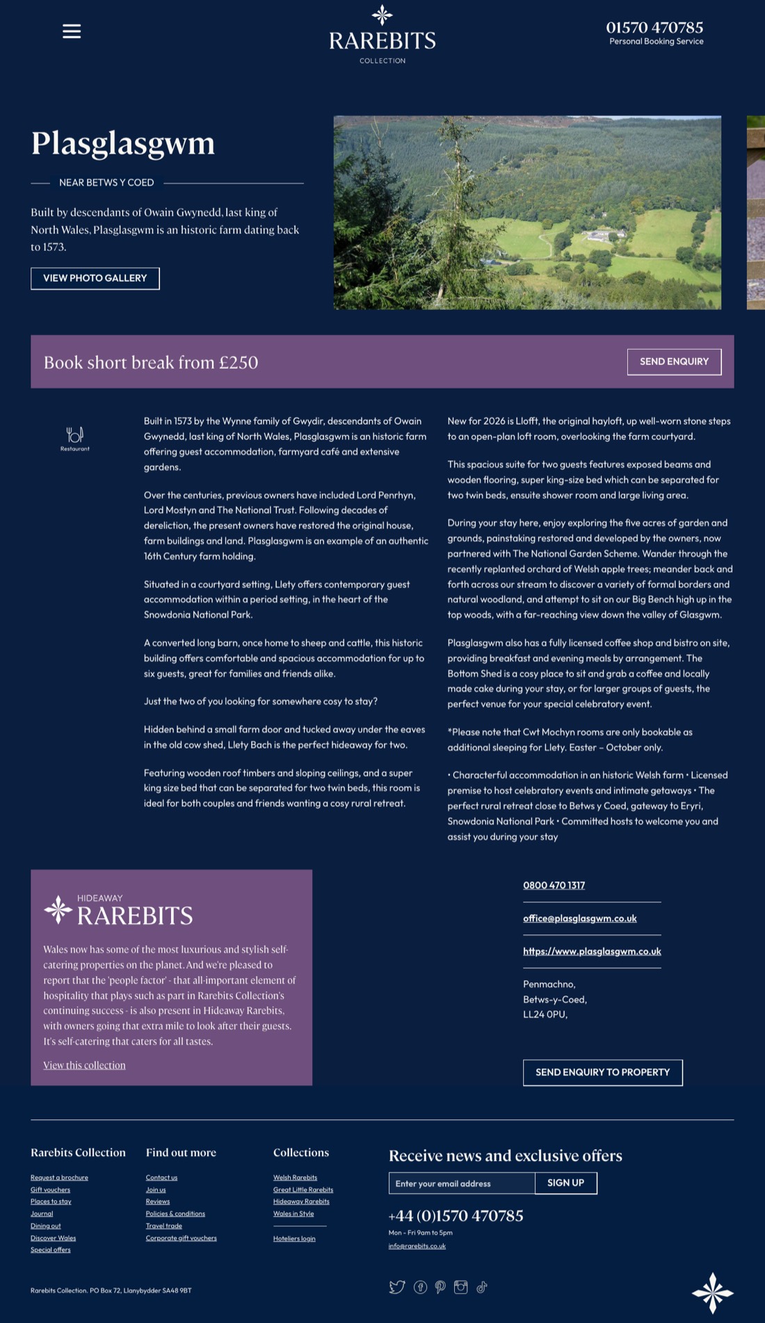 Property page, live site, desktop